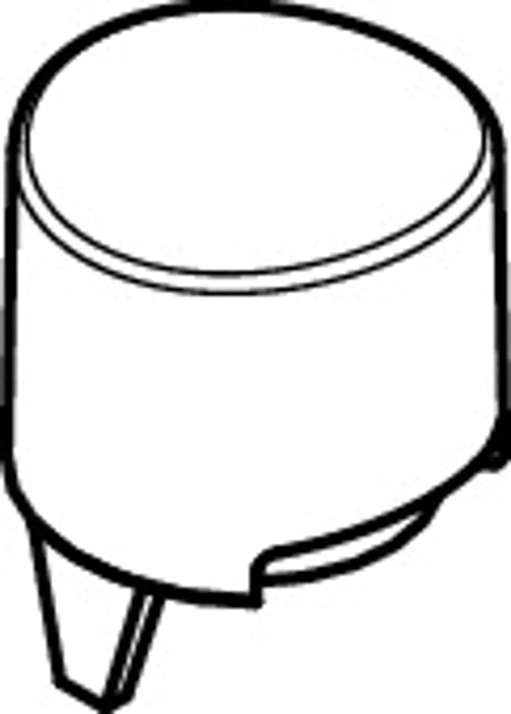 Runder Druckknopf aus Metall mit einer glatten Oberfläche, der für die Steuerung eines Axor Thermostats verwendet wird. Die Unterseite weist eine Befestigung auf.